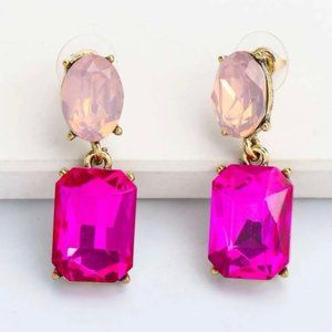 Square rhinestone drop earrings. New.